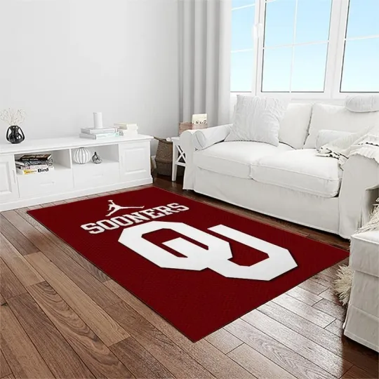 Discover Oklahoma Area Rug Basketball Team Logo Carpet Living Room Rugs Gift