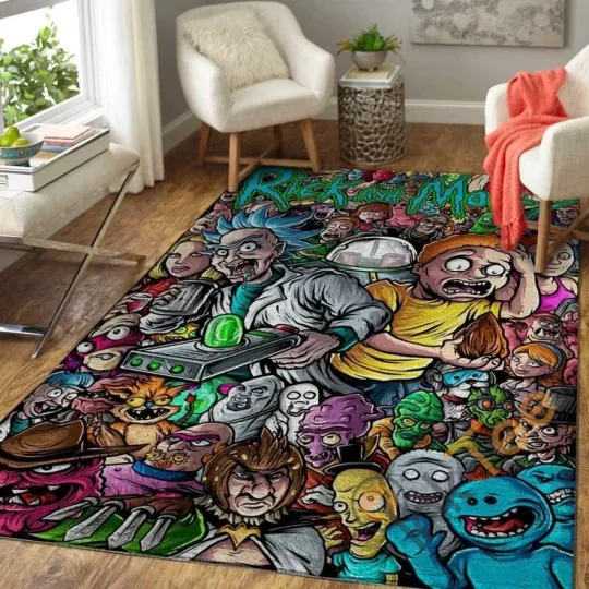 Rick and Rickandmorty Area Rug, Living Room Carpet, Rectangle Home Decor