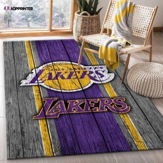 Discover La Lakers Court Area Rug Basketball Team Logo Carpet Living Room Rugs Gift