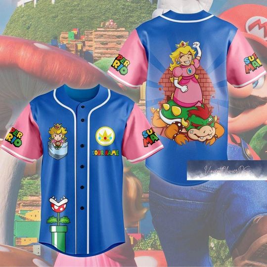 Princess Peach Baseball Jersey, Custom Shirt, Super Baseball Jersey, mario lover Baseball Shirt, Family Baseball Shirt, Best Gift Ever