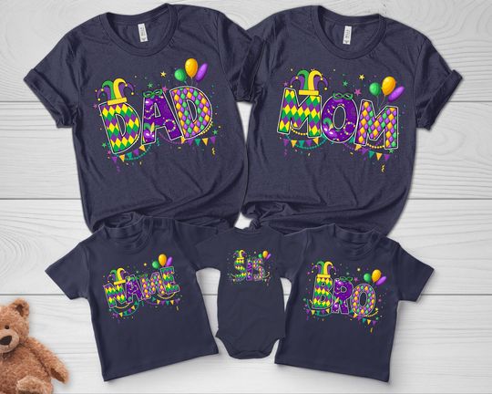 Personalized Mardi Gras Family Shirt/Custom Name Mardi Gras Shirt/Mardi Gras Shirt/Mardi Gras Carnival/Matching Family Shirts