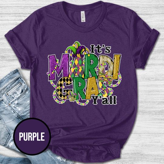 Discover It's Mardi Gras Y'all Shirt/Mardi Gras Shirt/Adult Mardi Gras Shirt/New Orleans Mardi Gras Y'all Tee/Mardi Gras/Fat Tuesday Shirt OGOX10