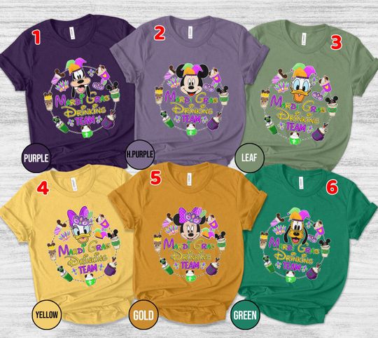 Mardi Gras Drinking Team Mickey and Friends Mardi Gras 2026 Shirt/Disneyland WDW Mardi Gras Carnival Shirt/Disney Drinking Team Shirt OFZA18