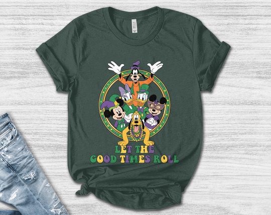 Discover Disney Let The Good Times Roll Shirt/Mickey Friends Mardi Gras Shirt/Disney Mardi Gras/New Orleans Shirt/Fleur De Tee/Mardi Gras Gift OHYZ12