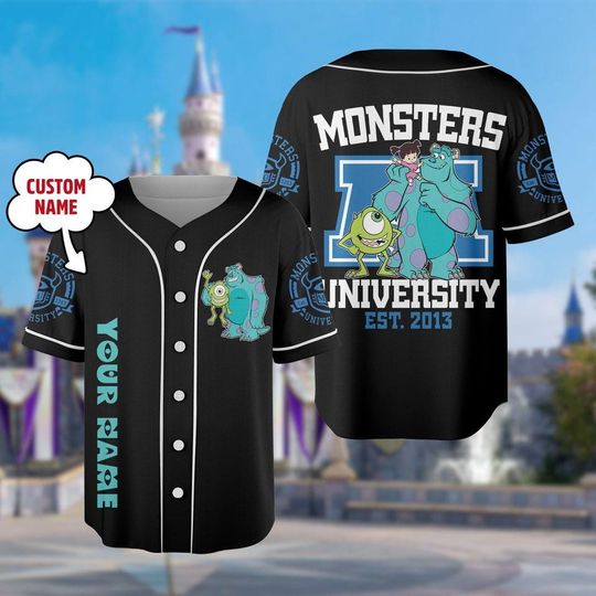 Discover Personalize Monsters Baseball Jersey, Monsters Character Baseball Jersey, Disney Character Shirt, Family Baseball Shirt