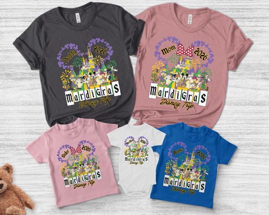 Discover Personalized Disney Mardi-Gras Family Shirt, Disney Mardi-Gras Trip Shirt, Mardigras Vacation Matching Shirt ,Disney Mardi Gras Shirt AXKY04