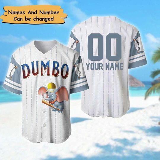 Discover Custom Elephant Baseball Jersey, Animated Flying Elephant Baseball Jersey Team Disney Character Shirt, Family Baseball Jersey