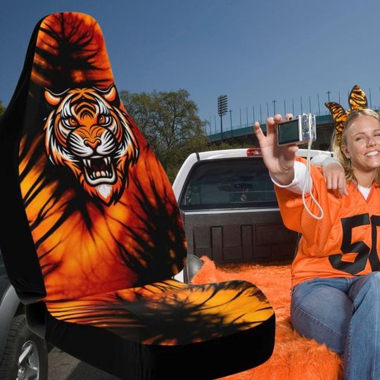 Discover Custom Cincinnati Football Car Seat Cover  Black & Orange Bengal