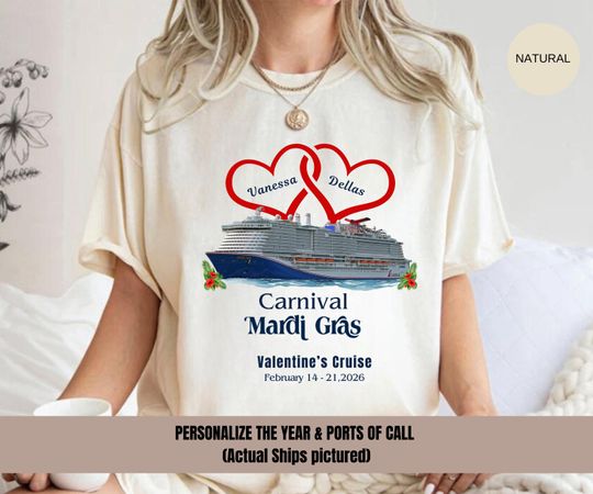 Discover Custom Valentines Cruise Shirt For Family Vacation Cruising Gift For Family Matching Cruise T-Shirt Group Cruise Trip Personalized Ship