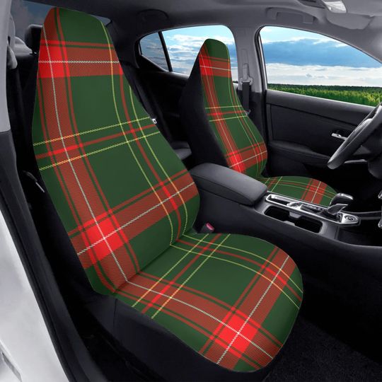 Discover Tartan Plaid Car Seat Cover Full Set, Green Red Seat Covers for Car for Women Green, Scottish Car Seat Covers for Vehicle for Men for Women