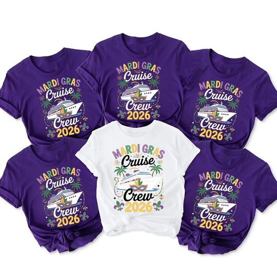 Family Mardi Gras 2026 Cruise Shirt, Matching Carnival Trip Mardi Gras Carnival Squad Hoodie, Funny Mardi Crew Tee,2026 Mardi Gras