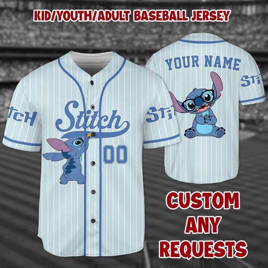 Discover Personalized  Lilo And Stitch Baseball Jersey, Family Baseball Jersey, Stitch Baseball Shirt, Custom Jersey Shirt, Stitch Lover Gift
