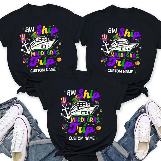 Discover Personalized Mardi Gras Cruise Trip With Name Shirt, Mardi Gras Cruise Squad 2025 T-Shirt, Nola Funny Fat Tuesday Party, Mardi Gras Vacation