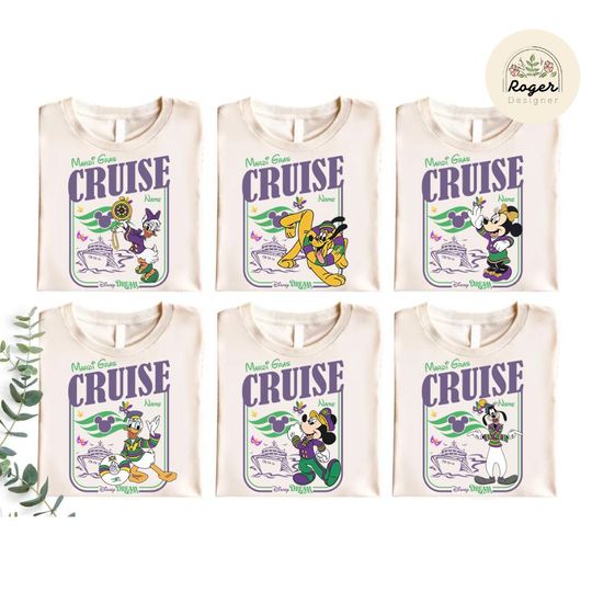Discover Personalized Disney Mardi Gras Cruise Shirt, Mickey and Friends Disney Cruise Shirt, Family Mardi Gras Carnival, New Orleans Fat Tuesday Tee