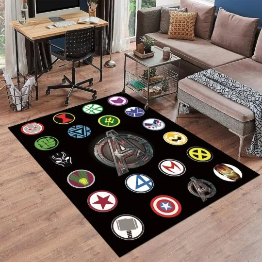 Discover Super Hero Logos Rug, Movie Rug, Hypebeast Rug, Unique Gift for Him