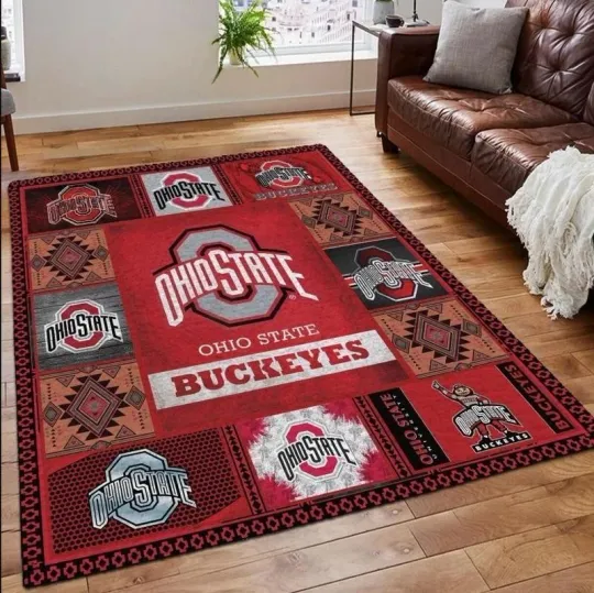 Discover Ohio State Area Rug Football Floor Carpet Rectangle Living Room Floor Mat