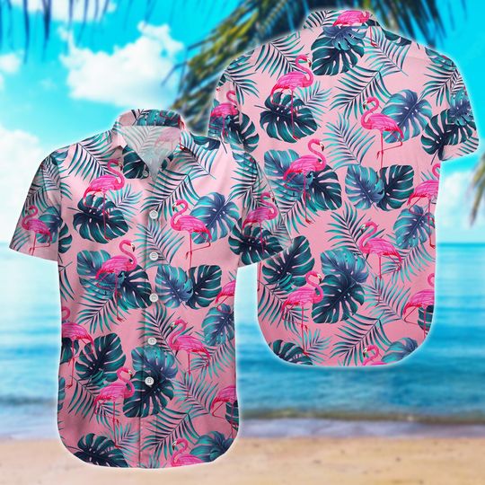 Discover Flamingo Button Shirt, Flamingo Beach Party Shirt, Flamingo Shirts For Men Women, Mens Button Up Shirt