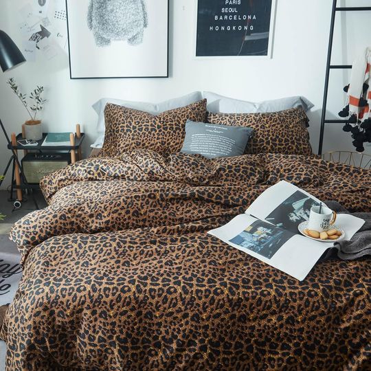 Discover Leopard Print Comforter Set King-3 Pieces Animal Cheetah Printed Comforter Sexy Floral Print Bedding Set with 2 Pillowcases