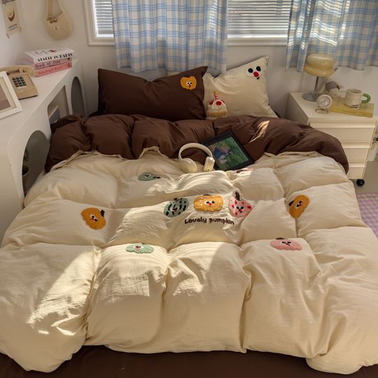 Discover Brown Stripe Bedding Comforter Set Pillowcase bed sheet Single Full Size Bed Linen Duvet Cover Set Queen/King Double Single Bed