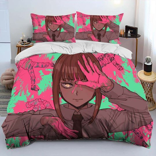 Discover 3D Anime Chainsaw Denji Cartoon Comforter Bedding Set,Duvet Cover Bed Set Quilt Cover Pillowcase,king Queen Size Bedding Set