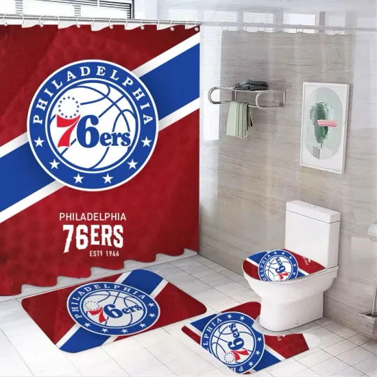 Discover Basketball Sport 76ers Shower Curtain Bathroom Set | Home & Living Bathroom Accessories