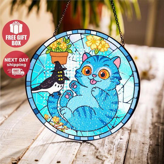 Discover Mystic Tiger Suncatcher  Cute Omamori Glass Charm for Window or Car, Spiritual Demon Cub Acrylic Decor, Kawaii Animal Protection Gift