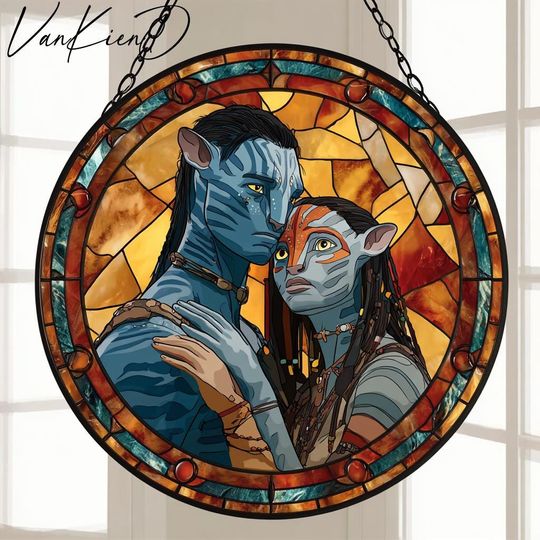 Discover Characters Avatar Film Stained Glass Suncatcher, Fantasy Navi Window Hanging Decor, Fire And Ash Decor, Pandora Suncatcher Ornament