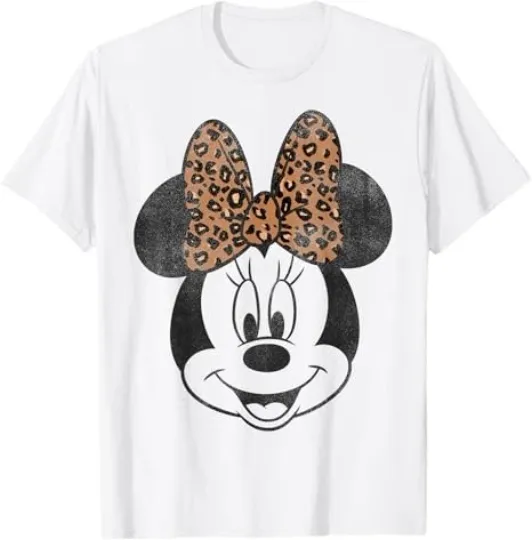 Discover Disney Minnie Mouse Distressed Vintage Leopard Bow T-Shirt