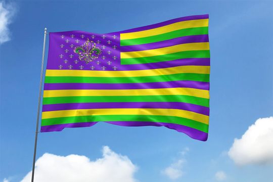 Mardi Gras House Flag, Garden Decor, Louisiana Flag for February Holidays