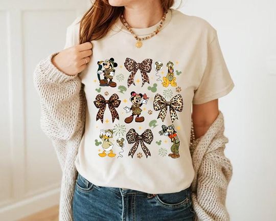 Discover Disneyland Leopard Coquette Bows Shirt, Disneyland Animal Kingdom Shirt, Disneyland Mickey And Friends Shirt, Disneyland Safari Mode Shirt