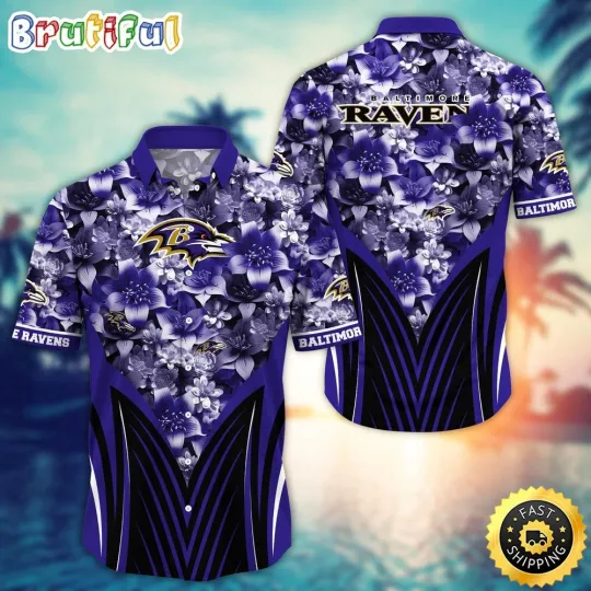 Discover Baltimore Football Team Ravens Hawaiian Shirt Tropical Aloha Shirt