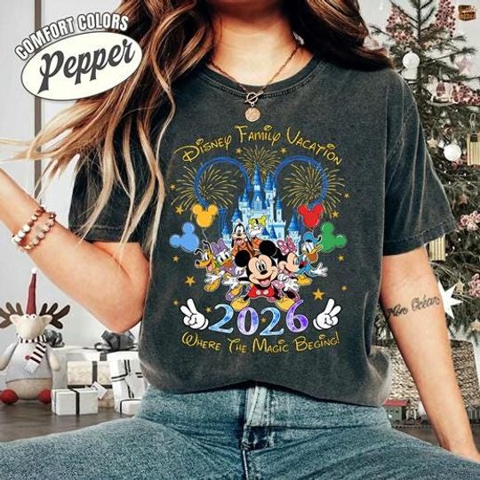 Discover Comfort Colors Disneyland Family Vacation 2026 Shirt, Mickey And Friends Family Trip, Disneyland Shirt
