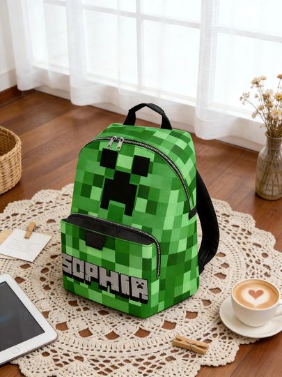 Discover Personalized Minecraft backpacks: Custom name backpacks - PU leather backpacks - birthday gifts