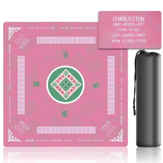 Discover 31.5 Inch Mahjong Mat for Table, 3MM Non-Slip & Noise Reduction Gaming Mat wi...