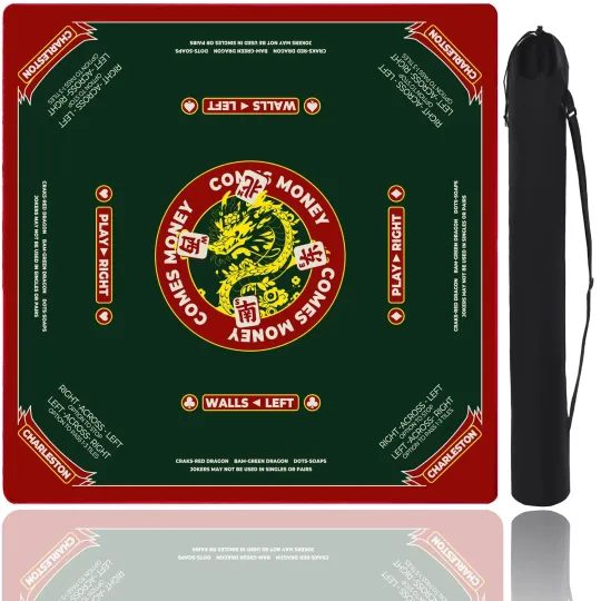 31.5 Inch Mahjong Mat for Table, Multi-Game Mat with Thick Non-Slip, Nois...