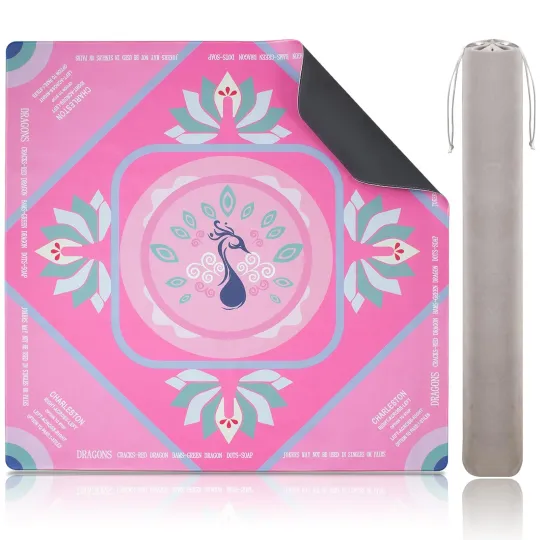 Discover Mahjong Mat for Table 31.5''x31.5'',Rubber Non-Slip Mahjong Cloth Cover with ...
