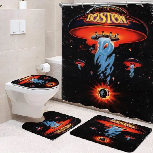 Discover 4pcs Boston Band-gift for Fan Bathroom set or Shower Curtain Set for Fan