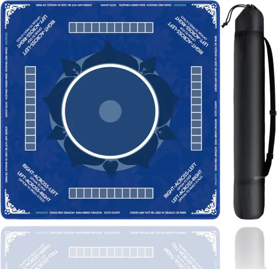 Discover Mahjong Mat for Table, 31.5" x 31.5" Non-Slip Noise Reduction with Storage Bag,