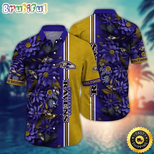 Discover Baltimore Football Team Ravens Hawaii Shirt Flower Tropical Vibes Shirts
