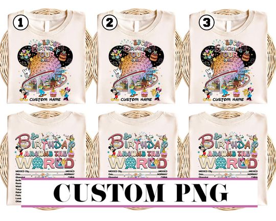 Discover Mickey and Friends Epcot Birthday Tour Png Download, Disneyland Epcot Png, Epcot World Tour 2026, Custom Epcot Birthday Png