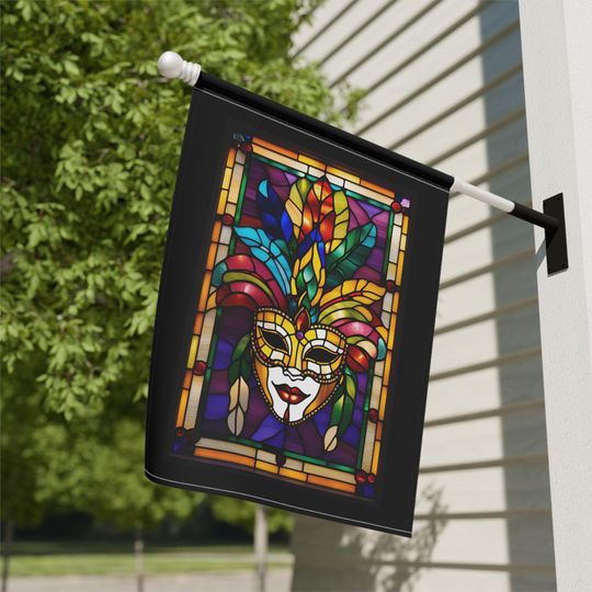 Mardi Gras Stained Glass Garden Banner - New Orleans House Flag