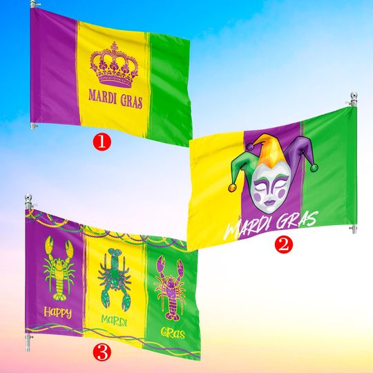 Discover Mardi Gras Flag Crown Flag Jester Mask Flag Crawfish Flag Mardi Gras Decor Mardi Gras Party Mardi Gras Gift Outdoor Flag Garden Flag
