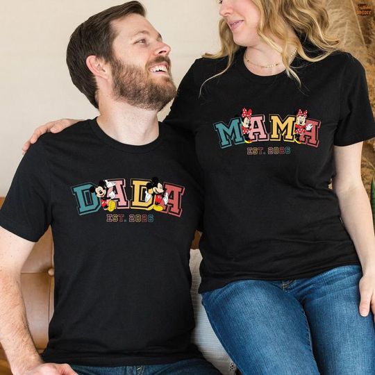 Discover Comfort Colors Dada Mama Mickey Minnie Mouse Shirt, Walt Disneyworld 2026 Tee, Wife And Husband Matching Shirt, Disneyland Mom And Dad Shirt