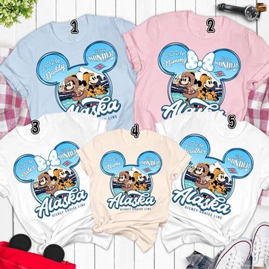 Discover Personalized Disneyland Cruise Line Alaska 2026 Comfort Colors Shirt, Disneyland Wonder Shirt, Mickey And Friends Cruise Family Matching Tee
