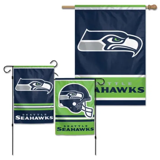Seattle Seahawks Vertical Flag Pack 28"x40" + 2 Sided Garden Flag football Football