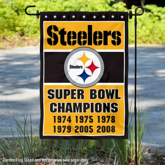 Pittsburgh Steeler 6 Time Super Bowl Champions Garden Flag and Yard Banner