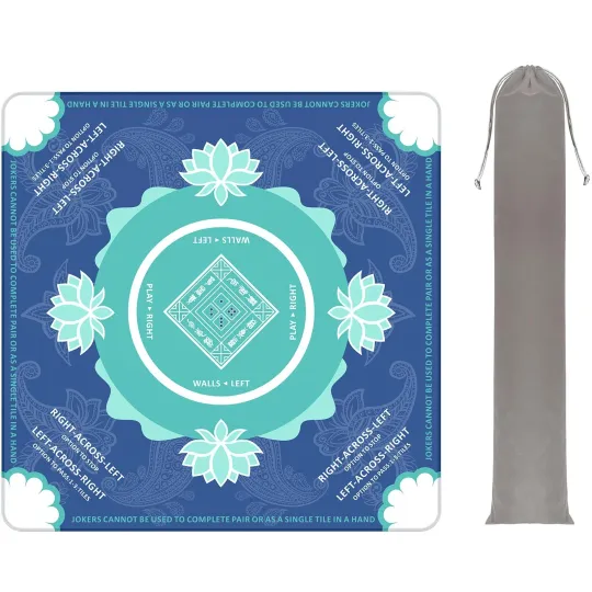 Discover Eueiykw Mahjong Mat for Table 31.5 inches, Blue