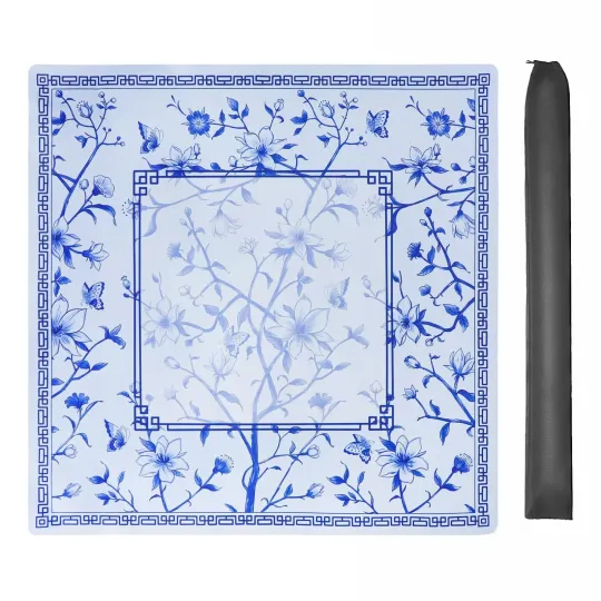 Discover Jongyance Large Blue Printed Mahjong Mat 31.5''