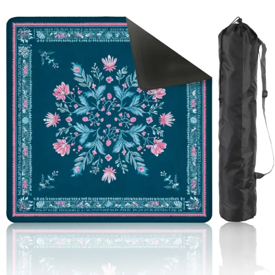 Discover Mahjong Table Mat Floral Chinoiserie with Anti-Slip Game Mat Cover