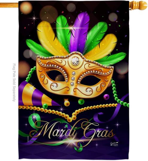 Discover Mardi Gras Party House Flag - Spring Carnival Festival Masquerade Celebration Season Holiday French - Decoration Banner Small Garden Yard Gift Double-Sided Made in USA 28 X 40